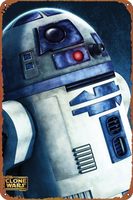 R2D2 Poster Vintage Cute Metal Sign Gift Retro Novelty Cafe Store Garage Tin Signs8x12 Inch