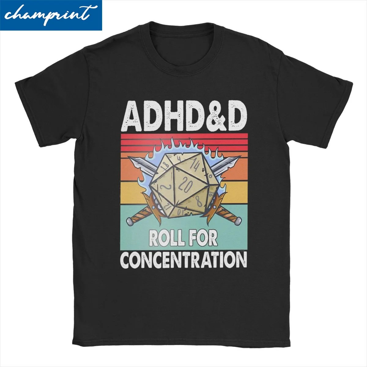 Men Women Adhd Roll For Concentration Funny Gamer T Shirts DnD Pure Cotton Tops Funny Short Sleeve Tee Shirt 4XL 5XL T-Shirts