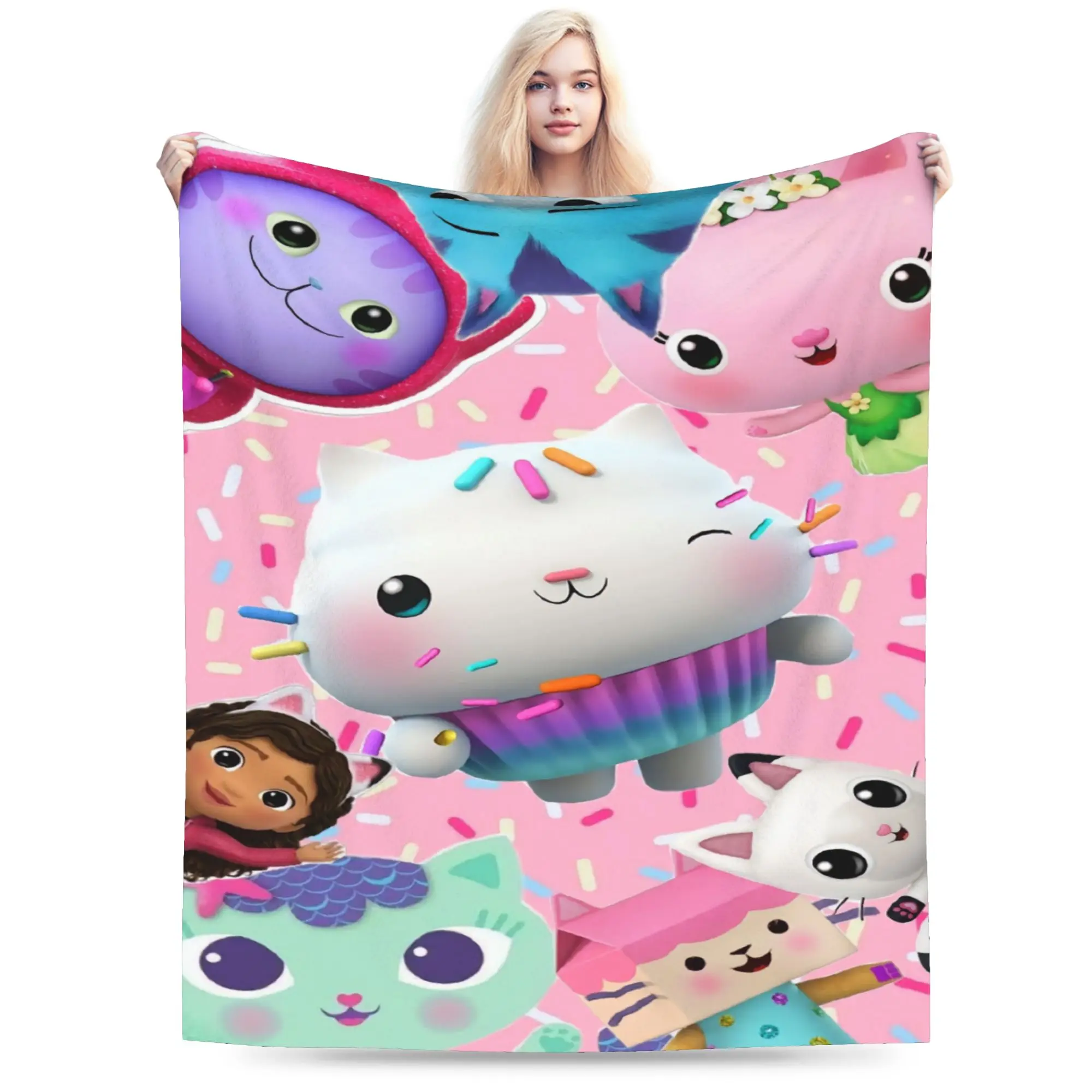 Gabbysed dollhouses Flannel Blanket Spring  Warm Soft Throw Blanket for Kids Adult Home Decor Aesthetic Bedspread Sofa Bed Cover