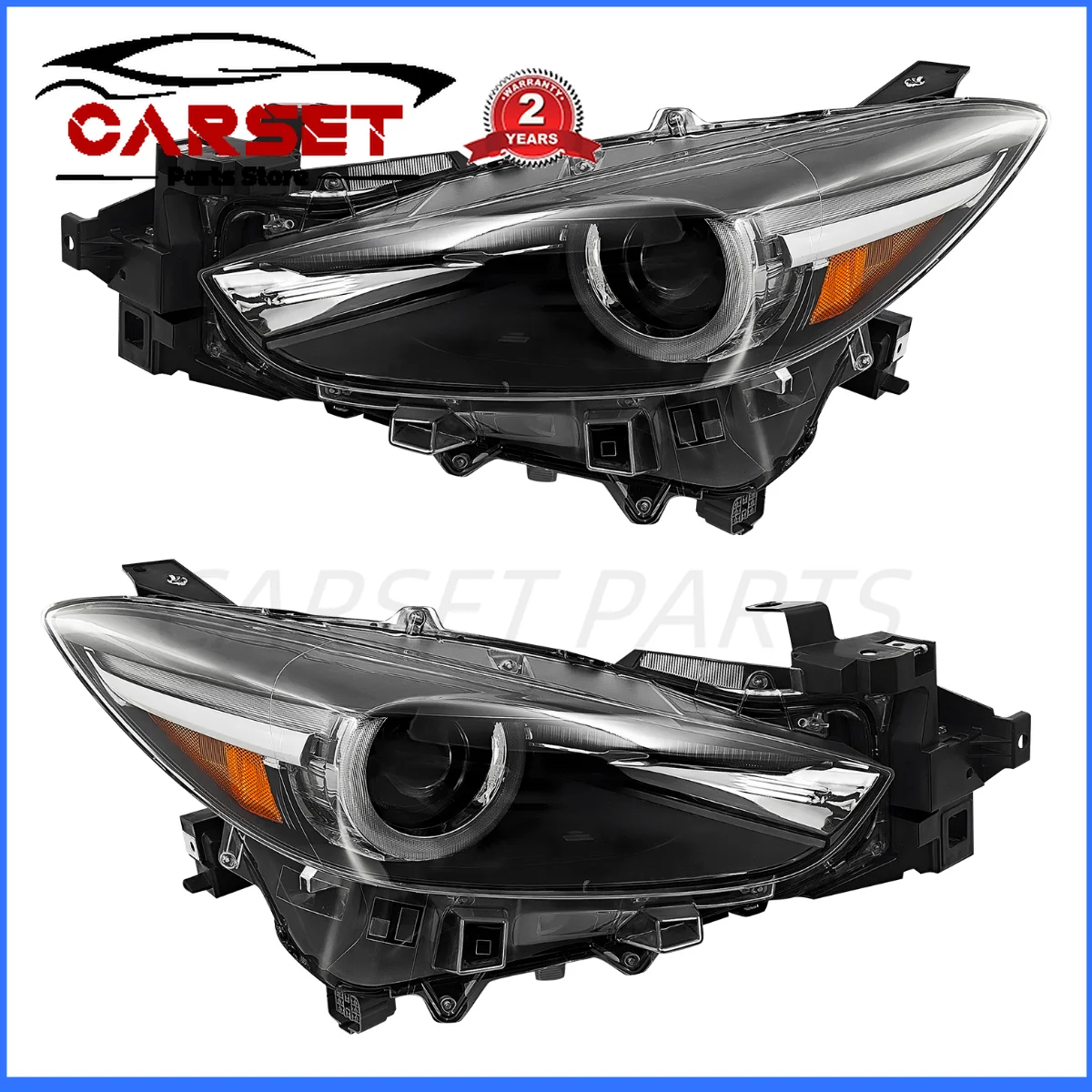 

Pair for 2017-2018 Mazda 3 LED Headlight Assembly Headlamps Left and Right Side w/Bulbs with LED DRL