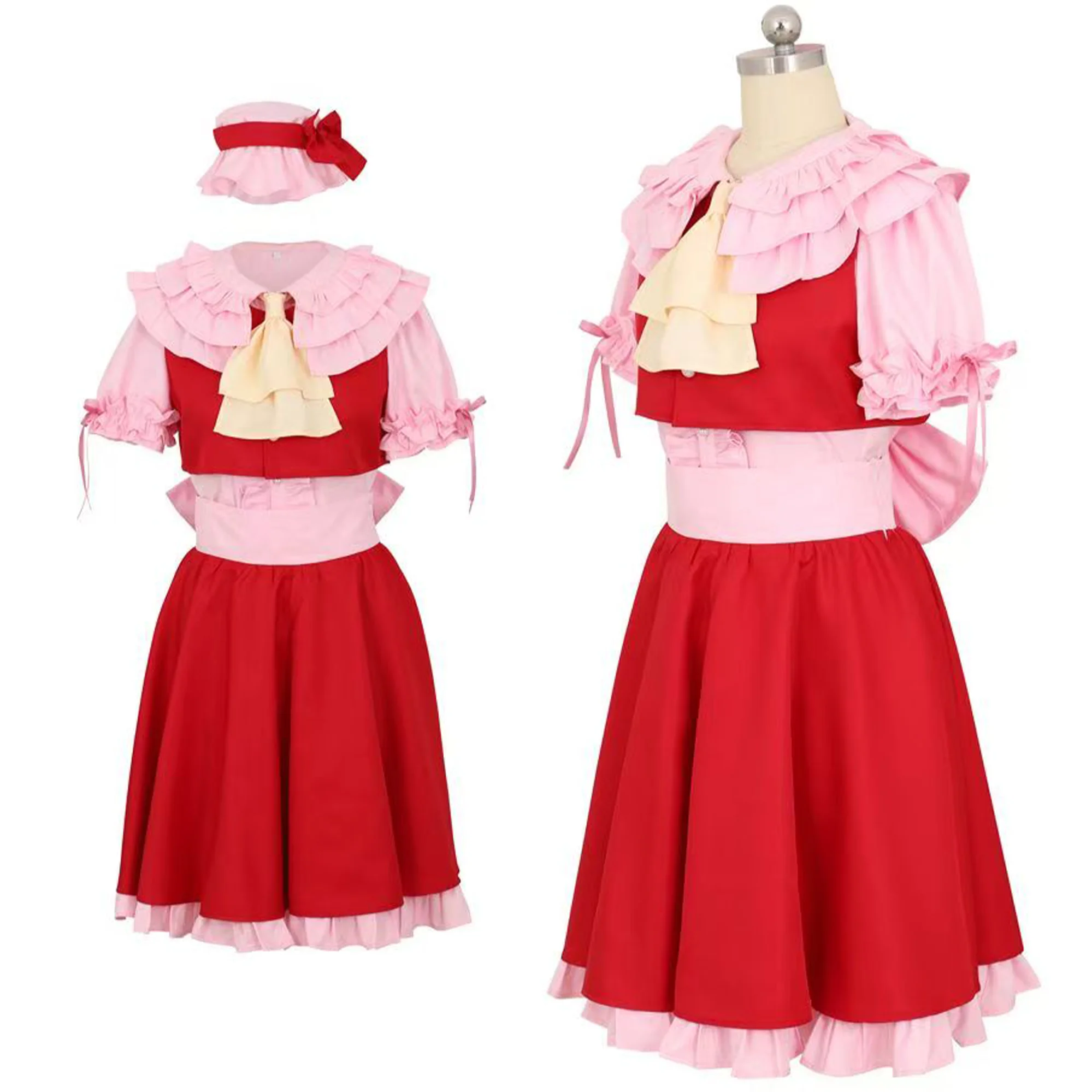 Anime Touhou Project Cosplay Flandre Scarlet kostium wampir gotycka sukienka Lolita komplet kobiece stroje imprezowe