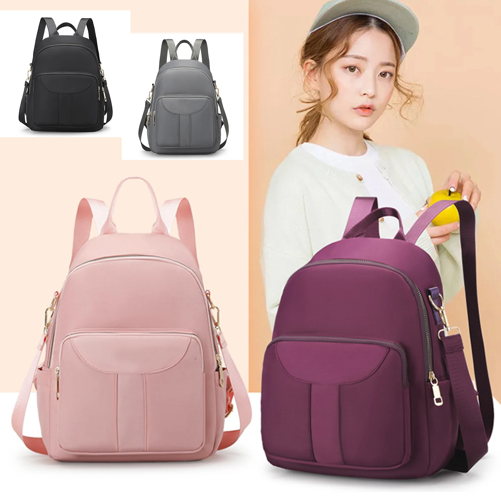 Korean Version Women Backpack Multifunctional Design School for Girls Large Capacity Waterproof Student Bookbags