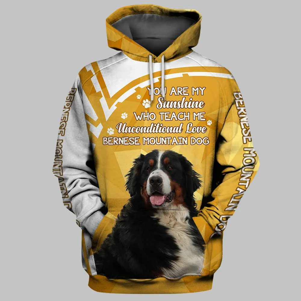 

HX Bernese Mountain Dog Hoodies 3D Graphic Dog is My Sunshine Hoodie Pets Dogo Argentino Sweatshirts Unisex Tops