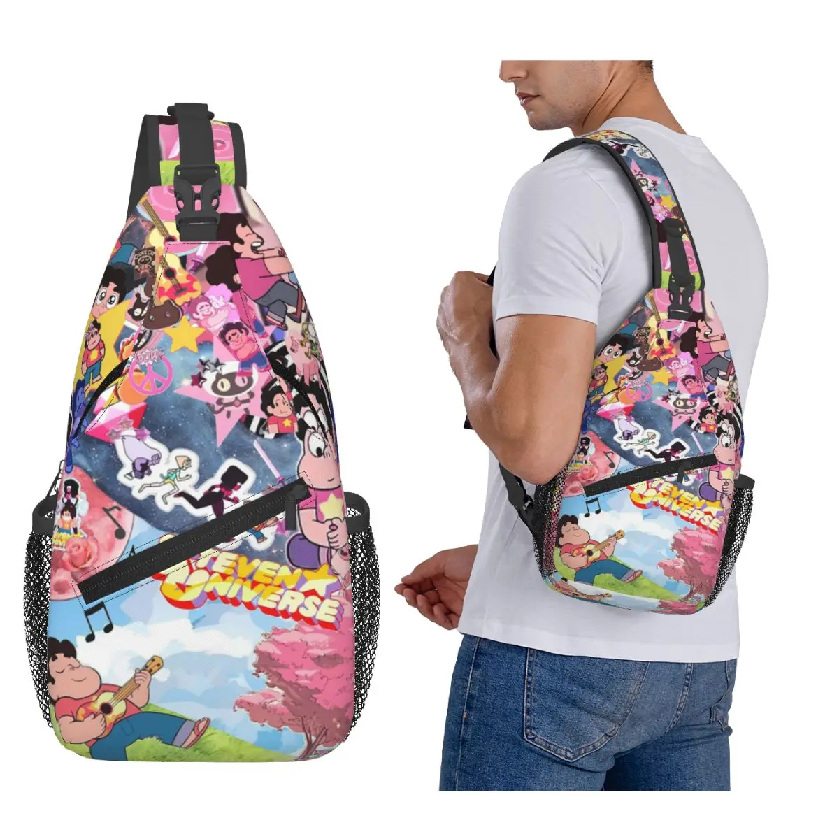 

Нагрудная сумка Steven Universe, мужской рюкзак через плечо на слинге, нагрудная сумка, дорожный походный рюкзак, сумка на плечо