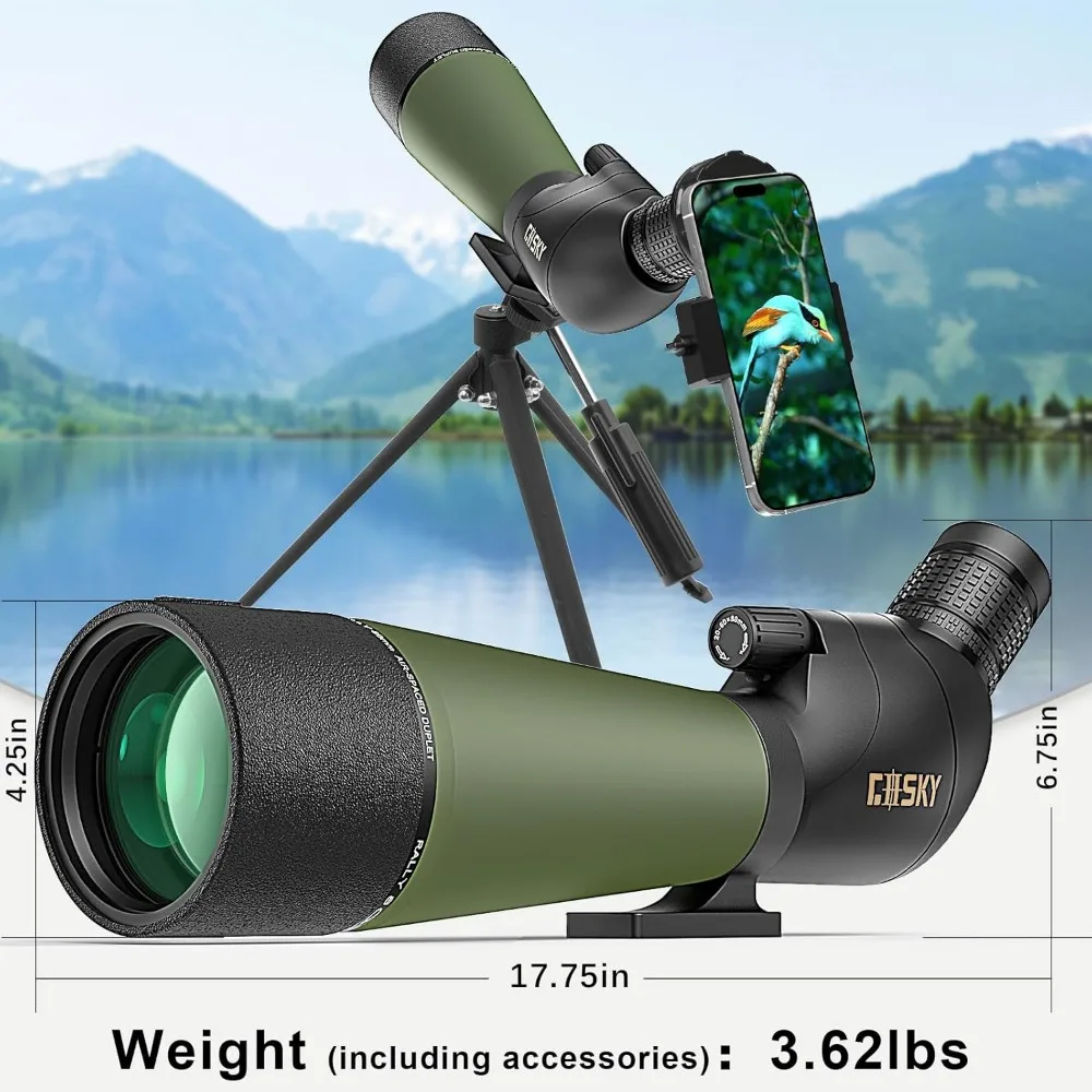 Carrying Bag and Quick Phone Holder - BAK4 High Definition Waterproof Spotter Scope for Bird Watching Wildlife Scenery