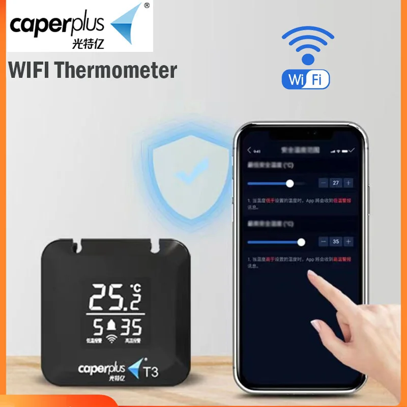 Caperplus T3 Aquarium WIFI Smart Temperature Thermometer Fishing Tank Thermostat Remote Sensor Accessories Digital Thermomether