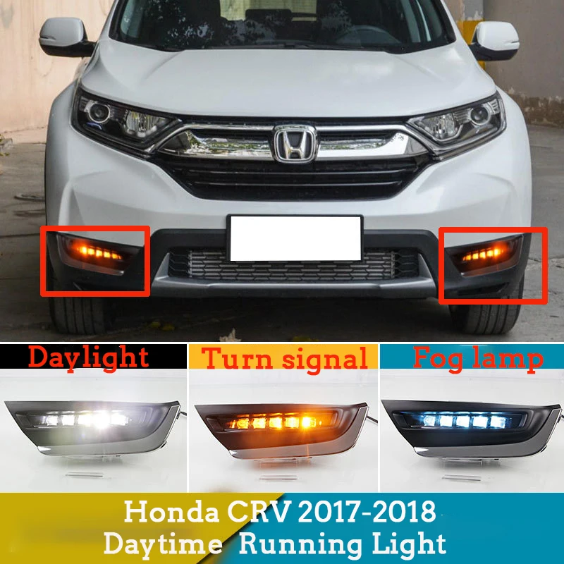 OKEEN 2pcs LED Daytime Running Light For Honda CRV 2017 2018 Car Daylight Turn Signal Fog Lamp DRL Auto Headlight Accessory 12V