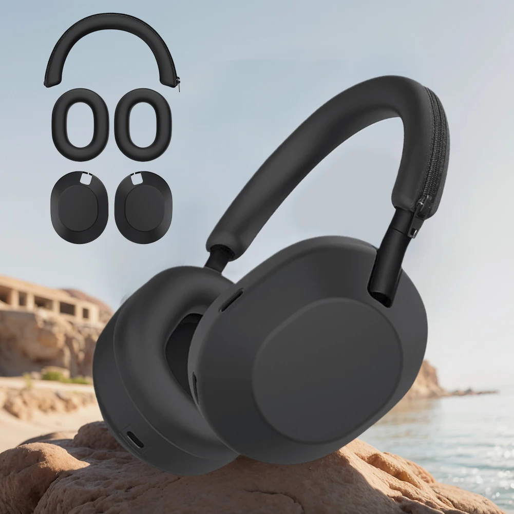 3 قطعة استبدال بطانة للأذن بلون سيليكون سماعة واقية شعاع الرأس/Earmuff كم/قذيفة لسوني WH-1000XM6 سماعة