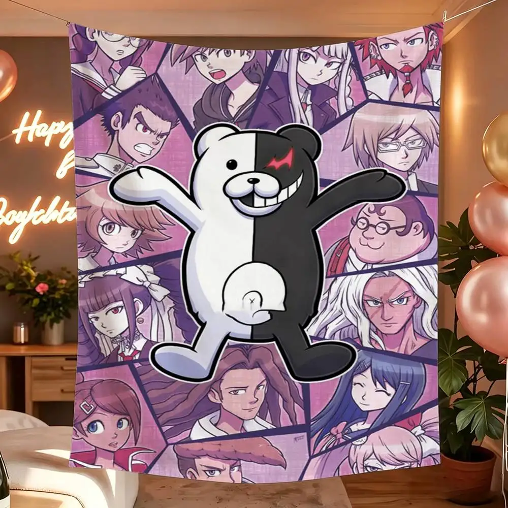 Anime D-Danganronpa Monokuma Tapestry Flags Wall Hanging Background Art Banner for Bedroom Home Outdoor Decor