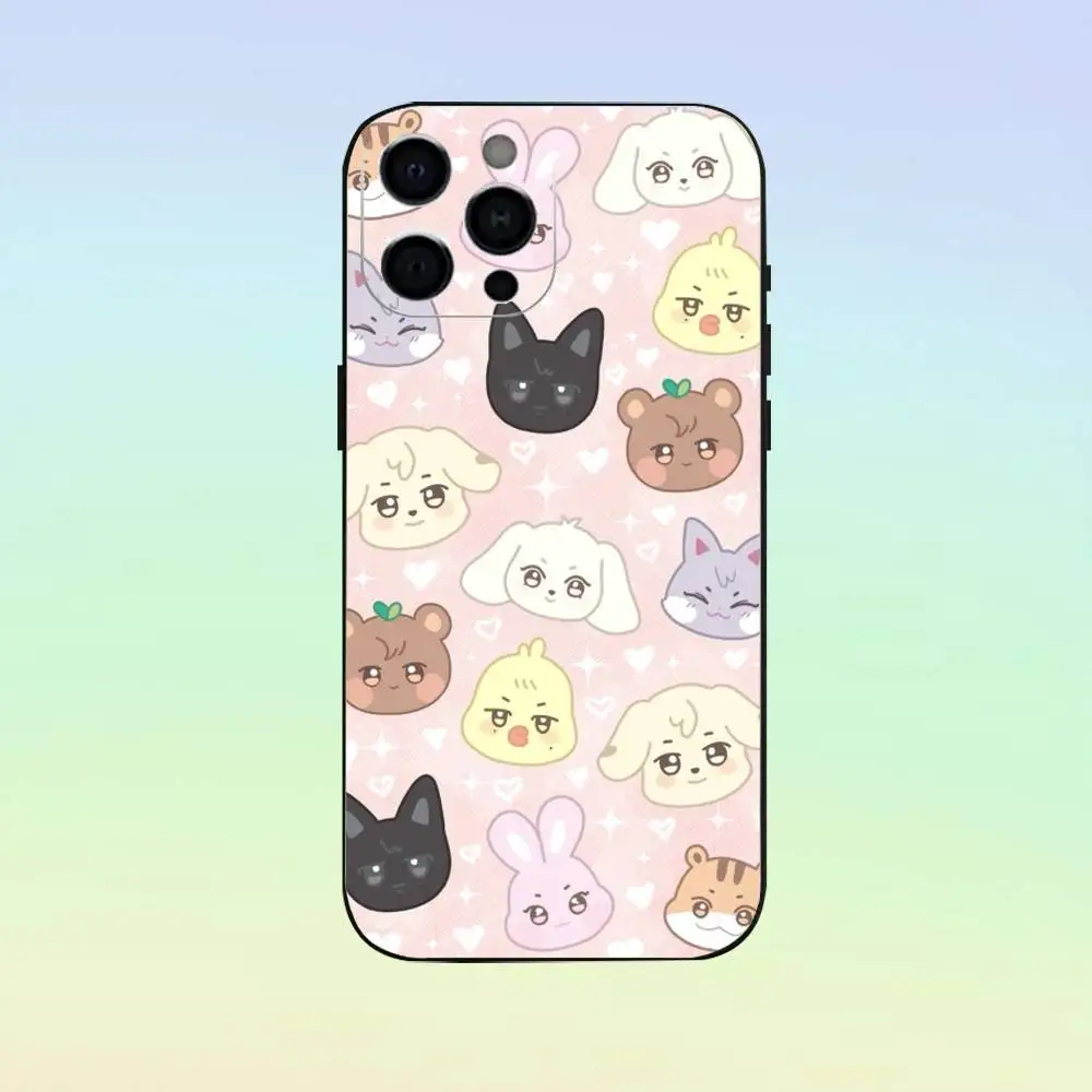 Cute A-ANITEEZ Phone Case For iPhone 17,16,15,14,13,12,11 ,Soft Silicone Black Cover