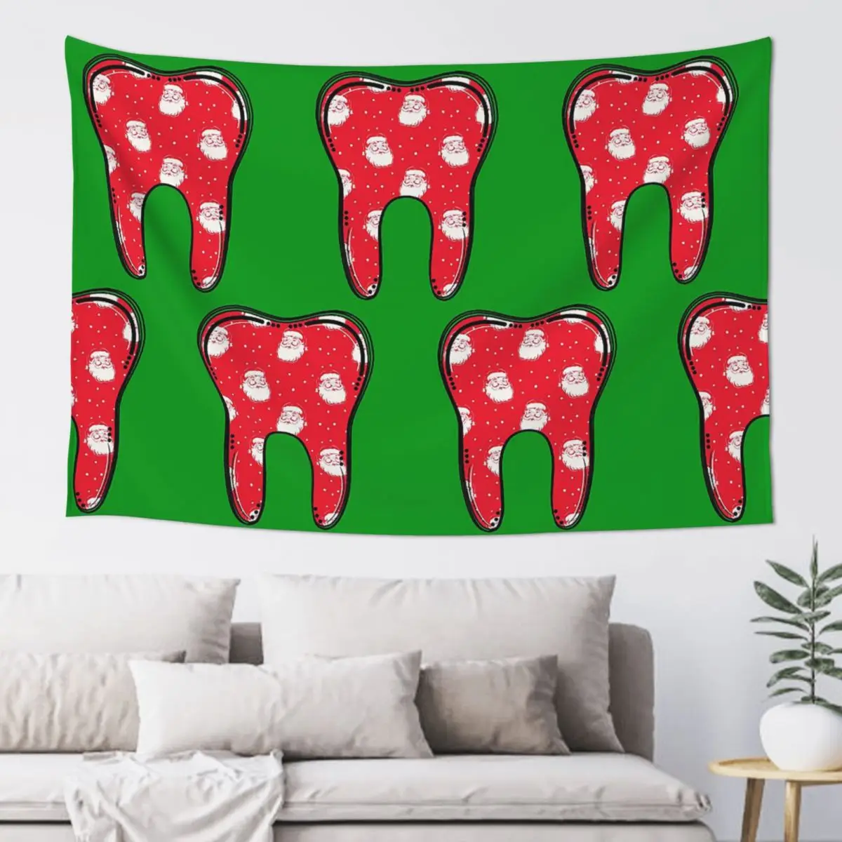 Christmas Tooth Dentist Dental Assistant Hygienist Dentistry Teeth Tapestry Wall Hanging Aesthetic Home Decoration Tapestries