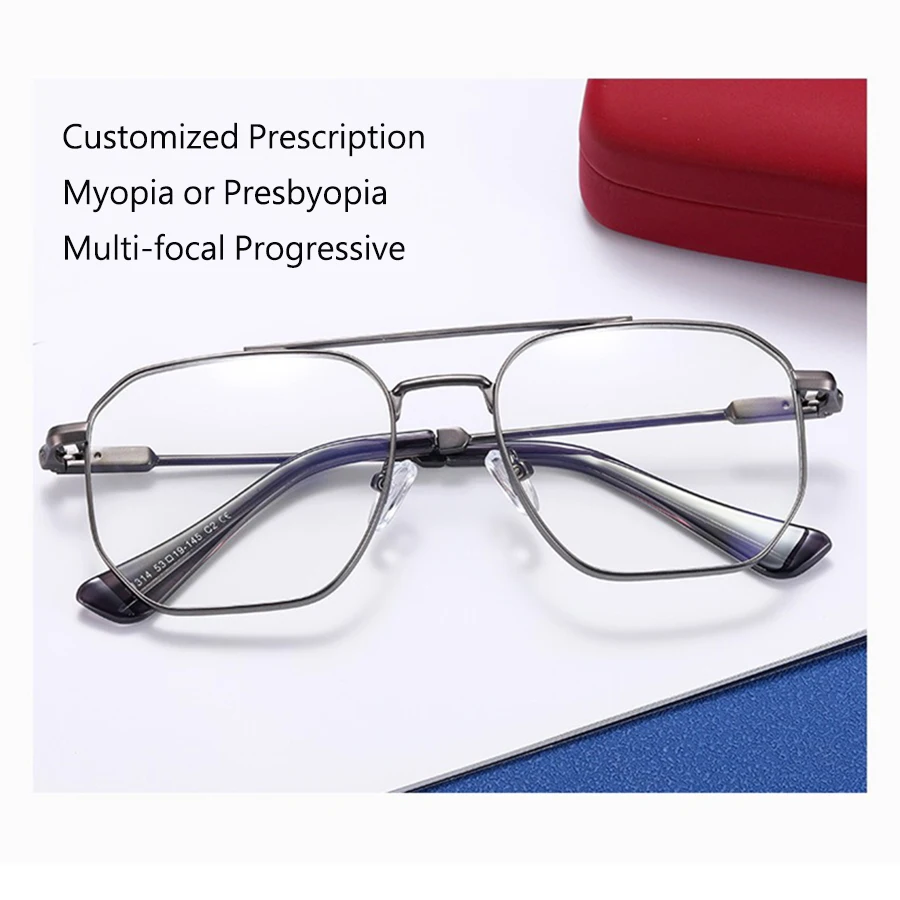 Customized Prescription Glasses Men Multi-Focal Progressive Photochromic Anti-Blue Light Myopia Hyperopia Lenses 5812