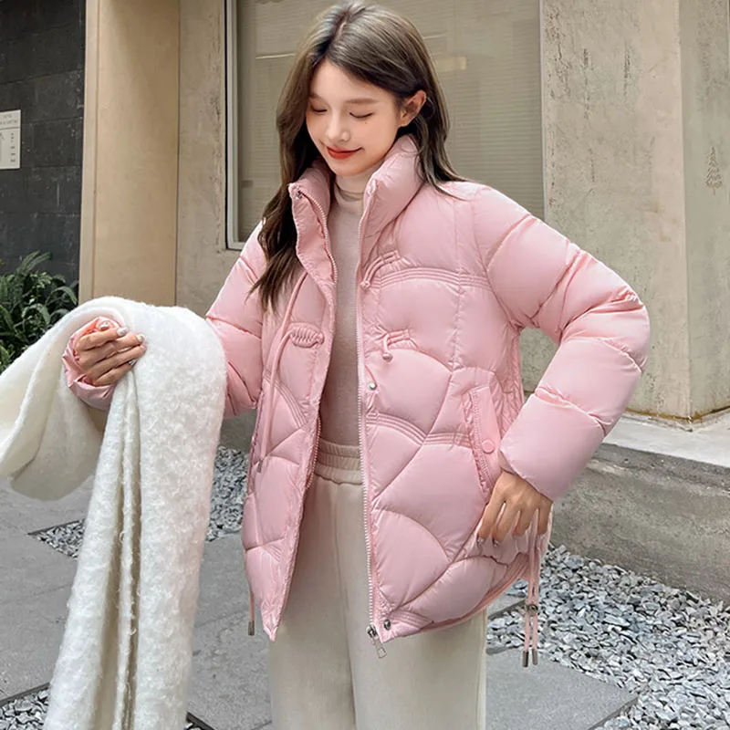 2024 Nieuwe Winterjas Voor Dames Sneeuwkleding Donzen Katoenen Gewatteerde Korte Jas Damesmode Oversized Losse Casual Puffer Parka 'S