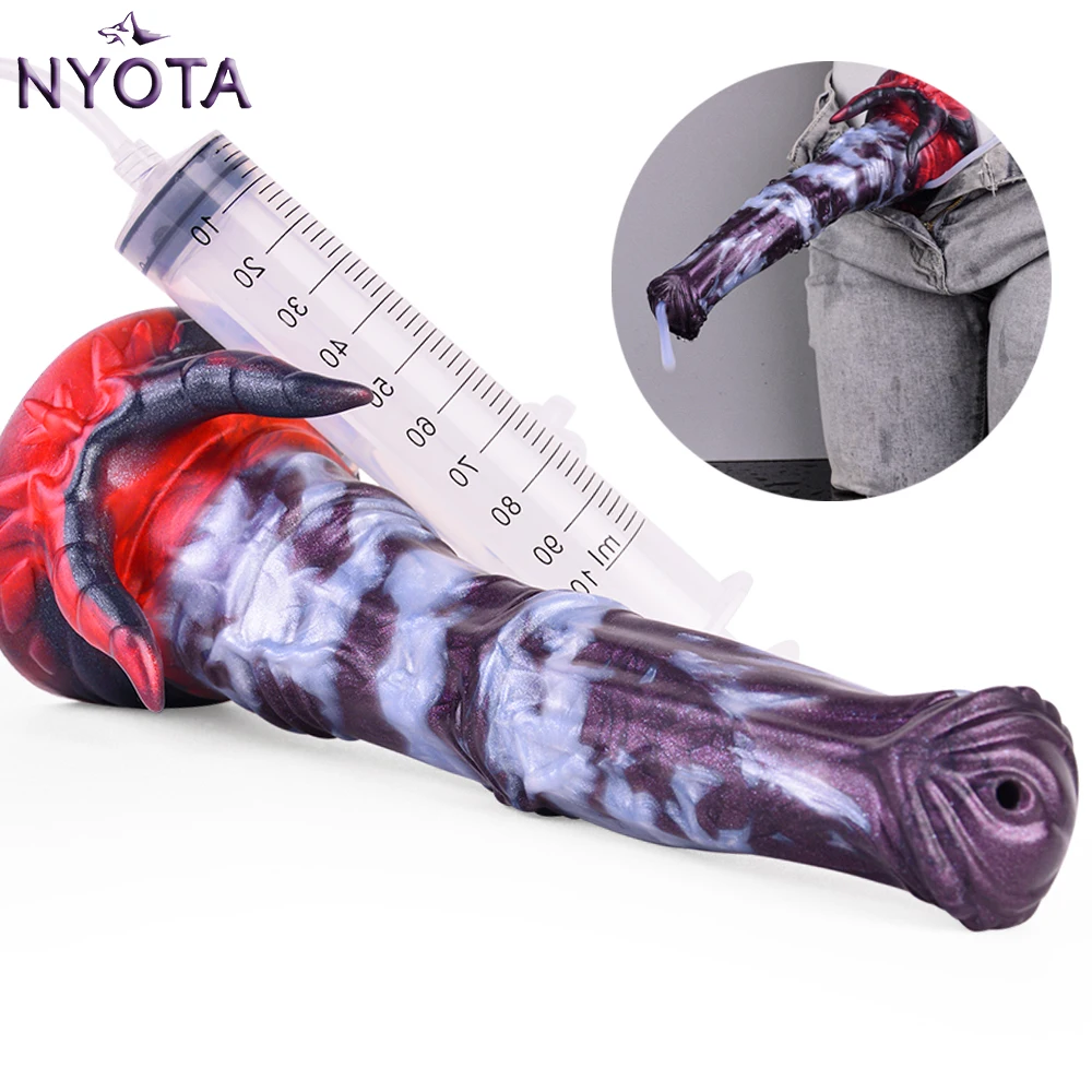 NYOTA Silicone Squirting Horse Penis Fantasy Animal Dildo Vaginal Stimulator Anal Plug Adult Sex Toys For Women Men Couples