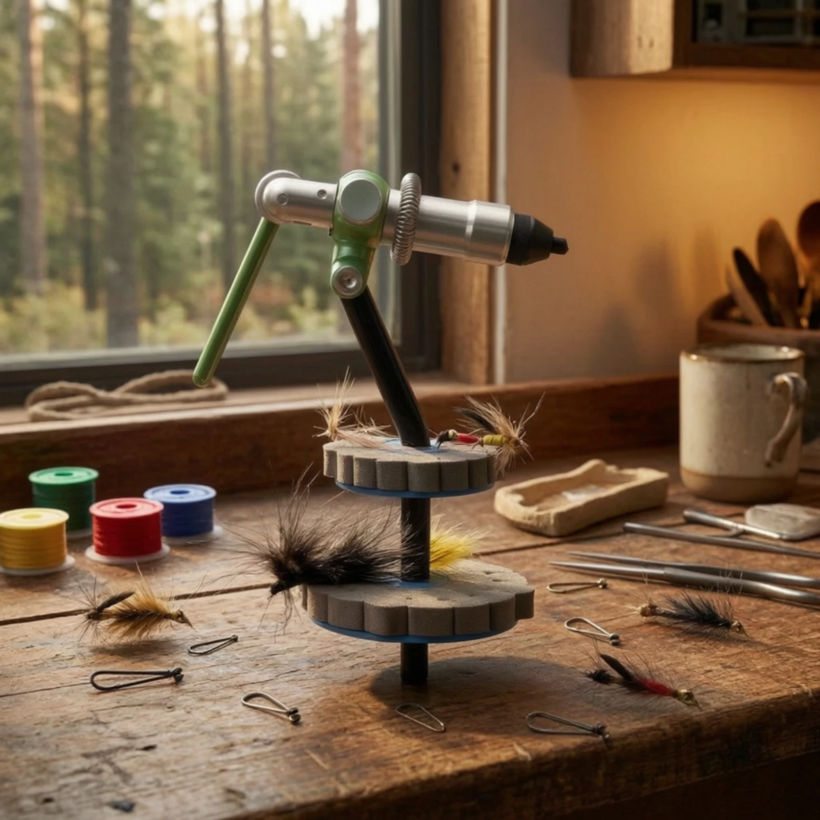 2 Pieces Fly Tying Foam Rack Round Foam Rack with Mounting Rings Fly Tying Tool Holder Organized Closed Cell for Anglers