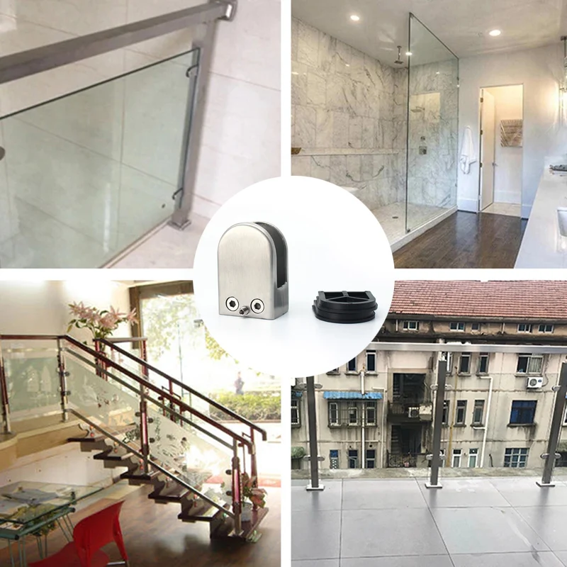 Glass Hardware 클램프 4pcs Stainless Steel Glass Clamp Adjustable Glass Bracket Fish Mouth Railing Glass Clip Wall Mirror Stand