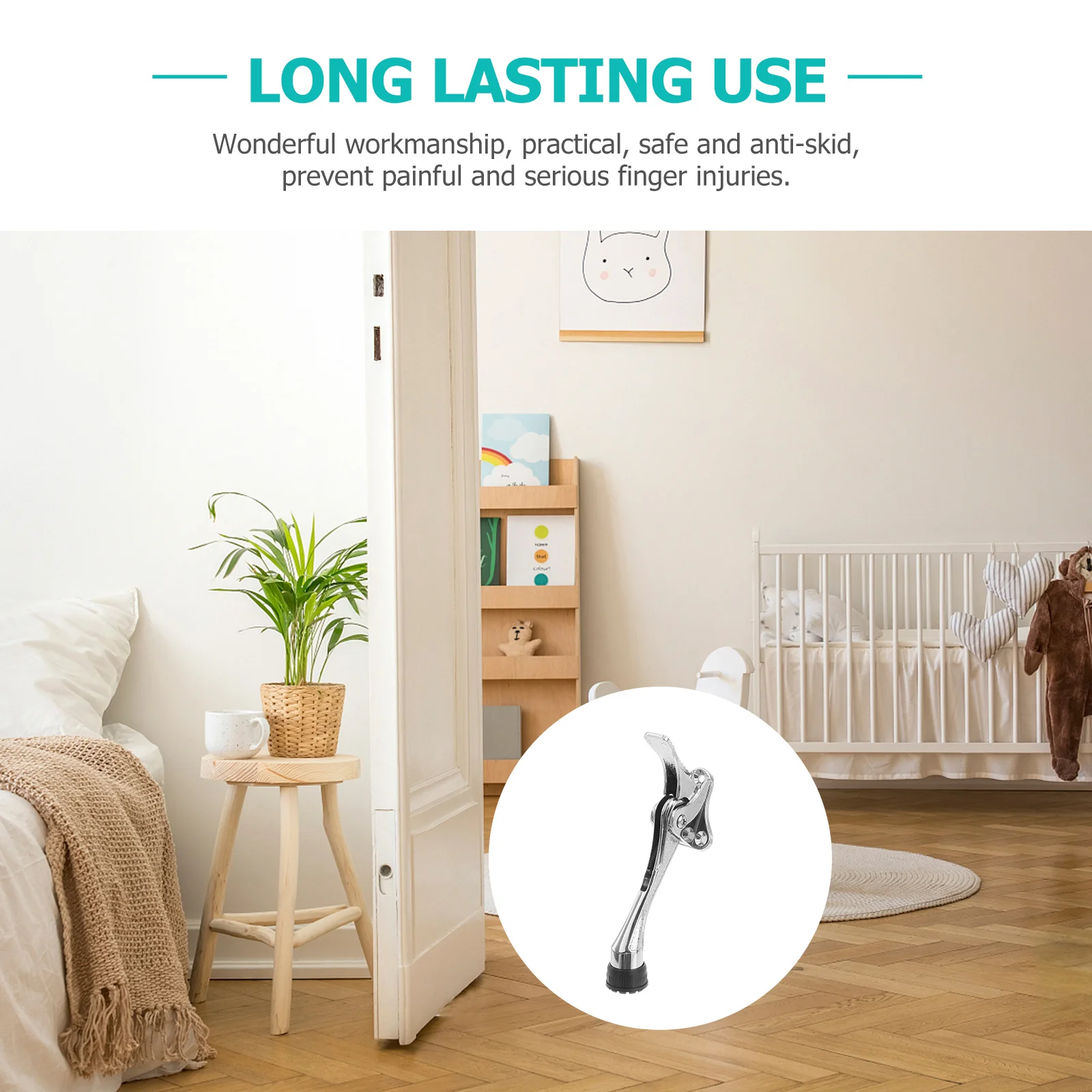 

Door Stopper Kickdown Zinc Alloy Heavy Duty Adjustable Spring Lever Rubber Tip Floor Grip Silent Anti-Skid Use