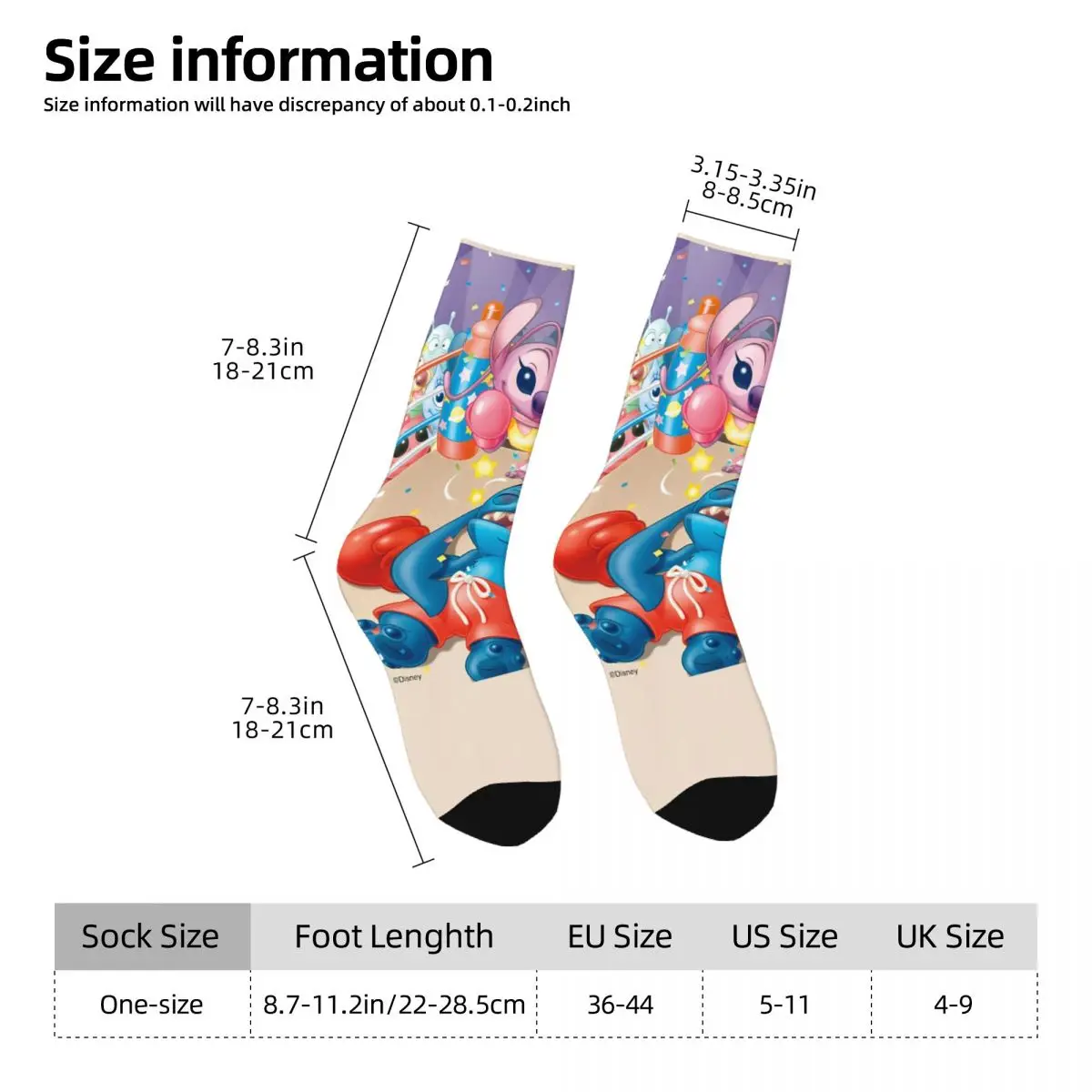 Stitch Socks Trendy Stockings Adults Men Comfortable Outdoor Sports Socks Winter Graphic Anti Skid Socks