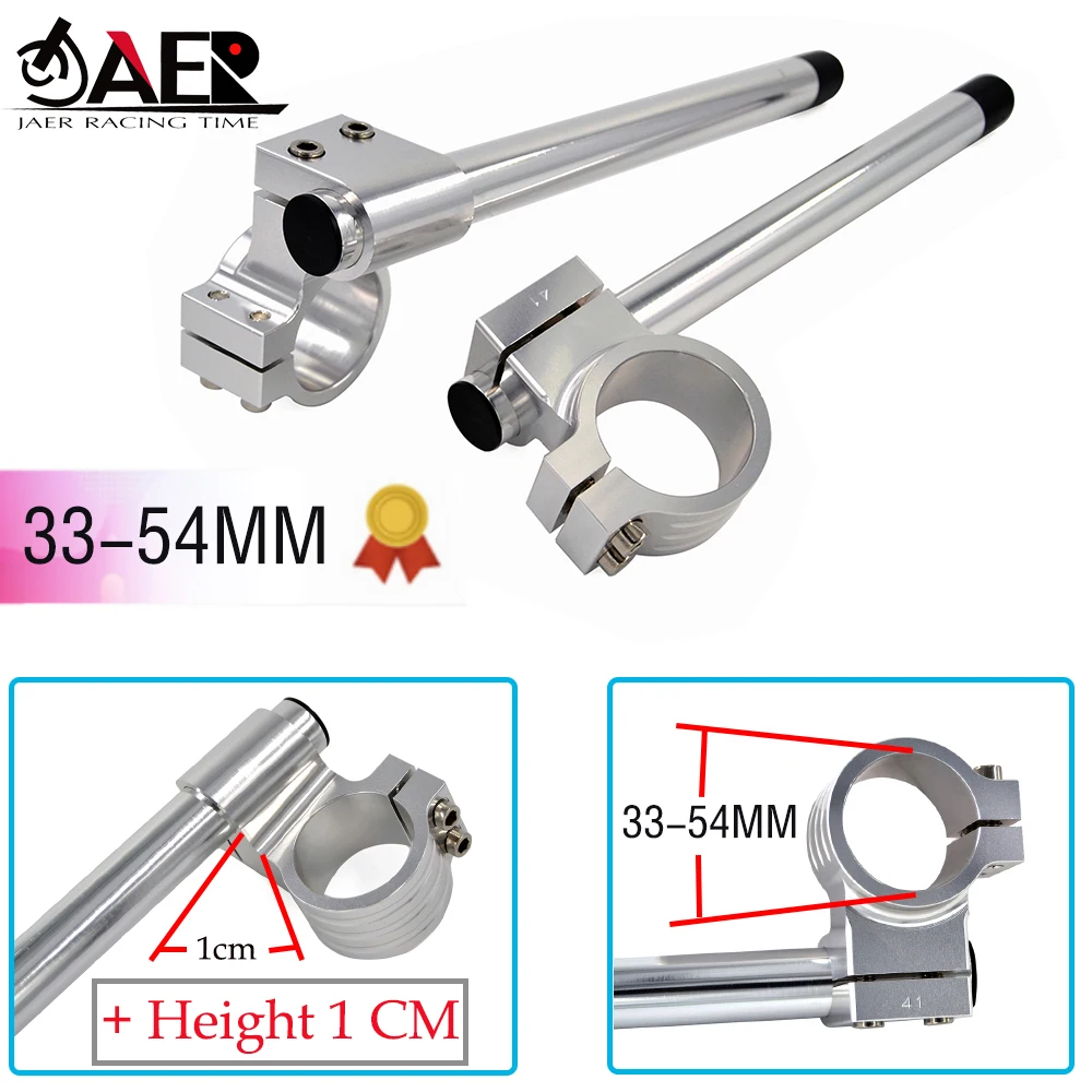 Silver Motorcycle Handlebar Rised Riser 33 35 37 41 43 45 46 48 50 51 53 54 mm Clipon Clip On Clip-ons Fork Handle Bar Clamp