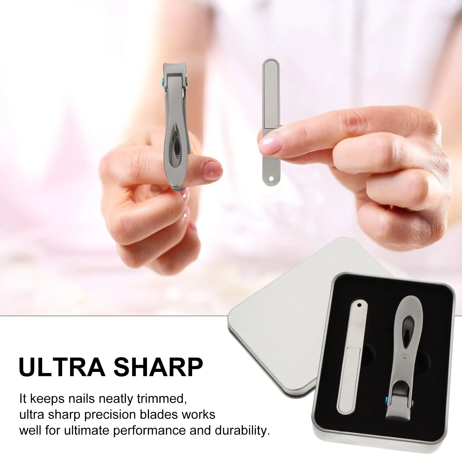 

2 шт., набор для обрезки ногтей из нержавеющей стали, пилочка для стрижки ногтей, инструмент для ухода за маникюром и педикюром, для домашнего использования в путешествиях