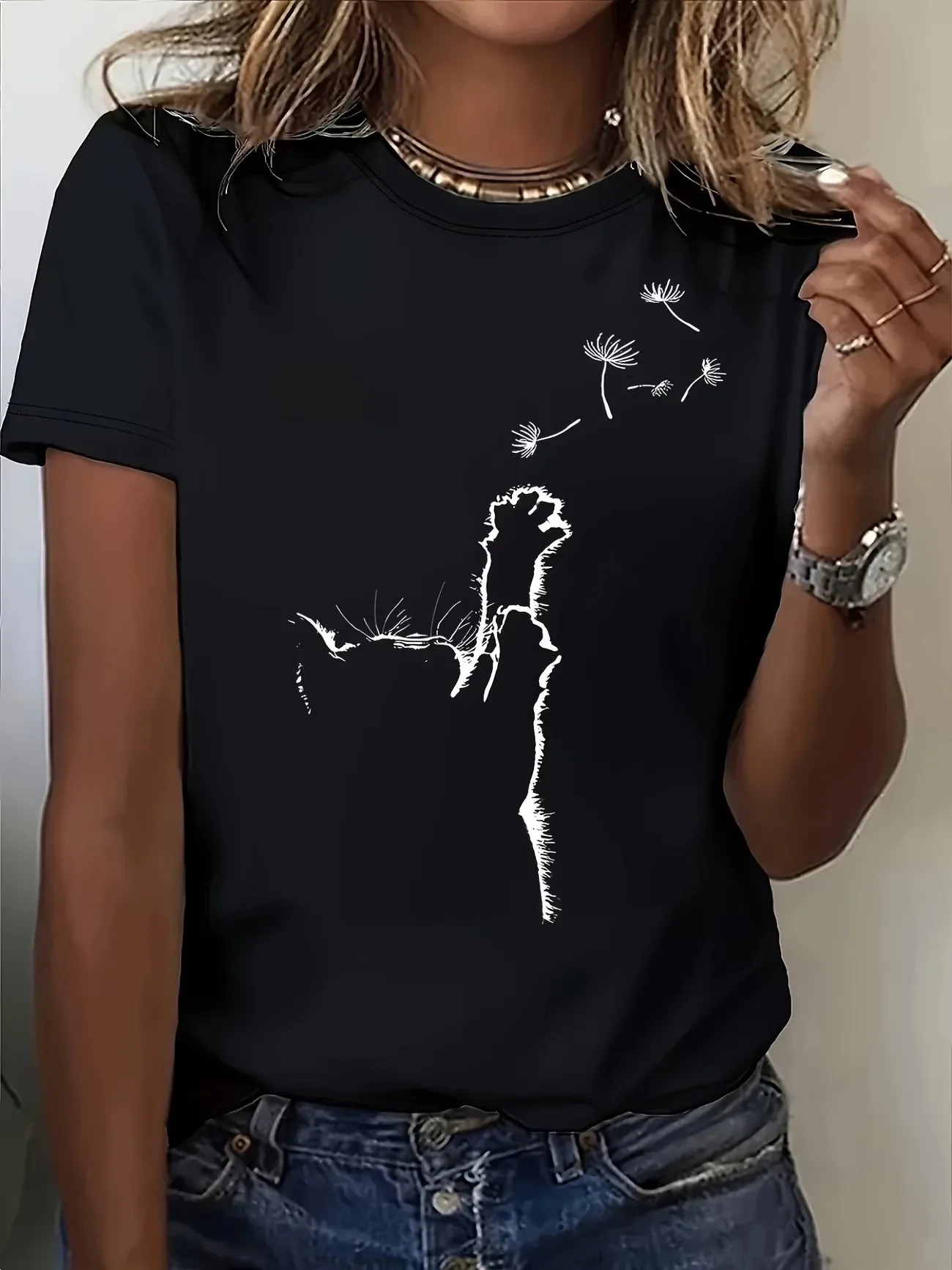 2026 Vintage Cat T-shirt Funny Cat Lettering Print Short Sleeve T Shirt Top Fashion Harajuku Casual Street Tees Aesthetic Tops