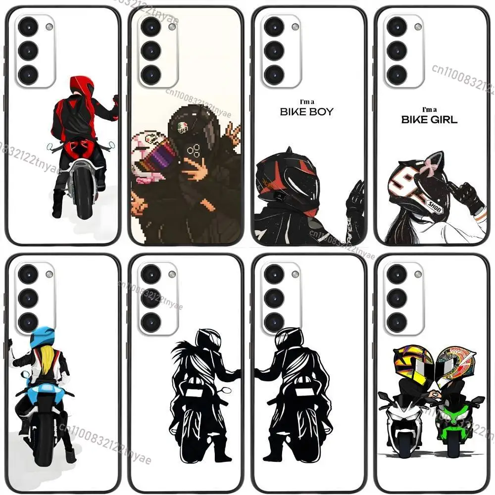 

Couple Motorcycle Rider Phone Case For Samsung Galaxy A20,21s,22,31,32,52,53,72,73,80,91 Soft Liquid Silicone Black Cover