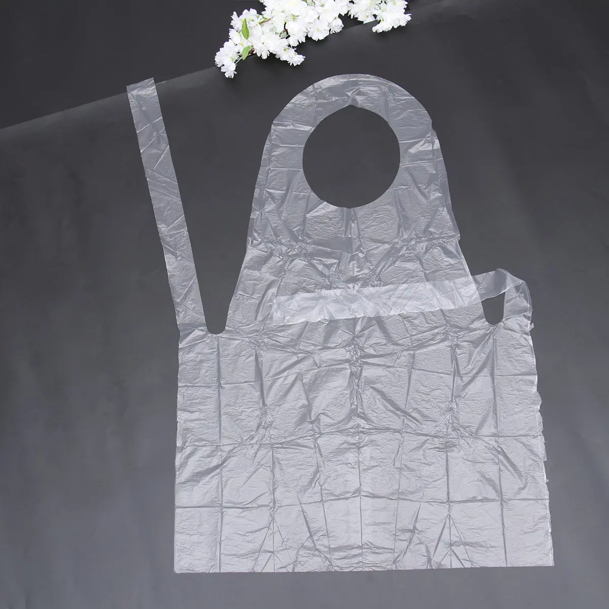 30Pcs Disposable Waterproof White Plastic Aprons for Cooking Hotpot Painting Picnic Kitchen Protective Grease Proofing Apron
