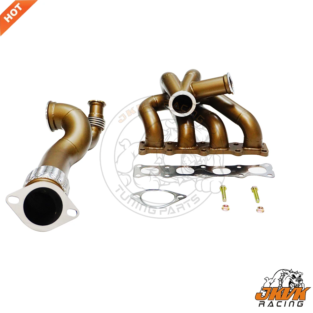 JKVK RACING Ceramic Coaitng SS304 Turbo Exhause Manifold with downpipe for Mit subi shi Evolution Evo 10 X 4B11T X  2008-2015