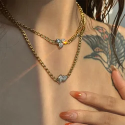CZ stone chain necklaces stainless steel necklaces for women minimalist dainty stainless steel jewelry non tarnish