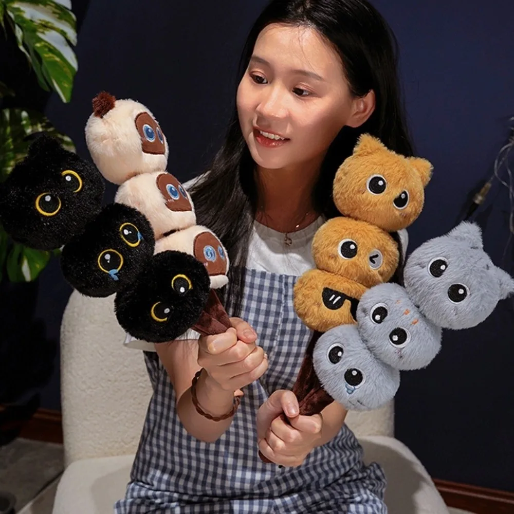 تدليك المطرقة Tanghulu الكرتون القط دمية كرة صغيرة محشوة القط رئيس الخصبة لطيف لينة الإبداعية القط محشوة الأطفال هدية #2