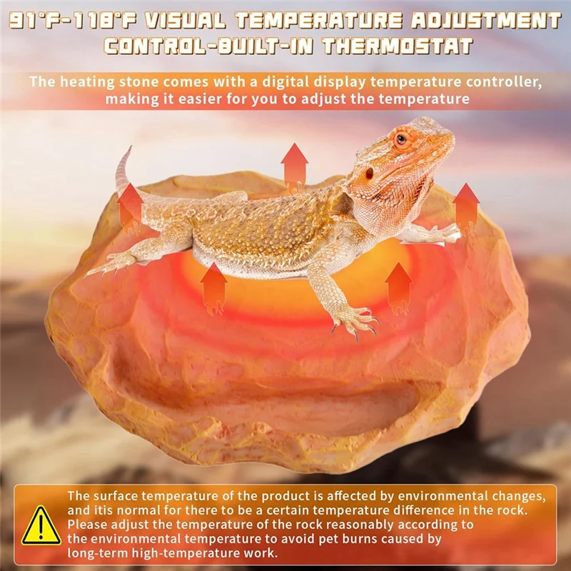 

SOFT-Reptile Heat Rock With Feeding Trough Heat Rock For Bearded Dragon Temperature Adjustment Heat Rocks EU Plug
