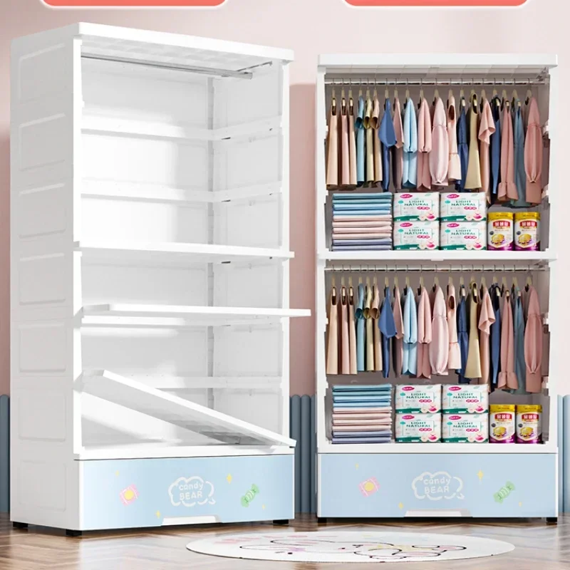 Roupas Rack para crianças, Roupeiros infantis, Armário de armazenamento, Quarto de plástico, Baby Home Furniture