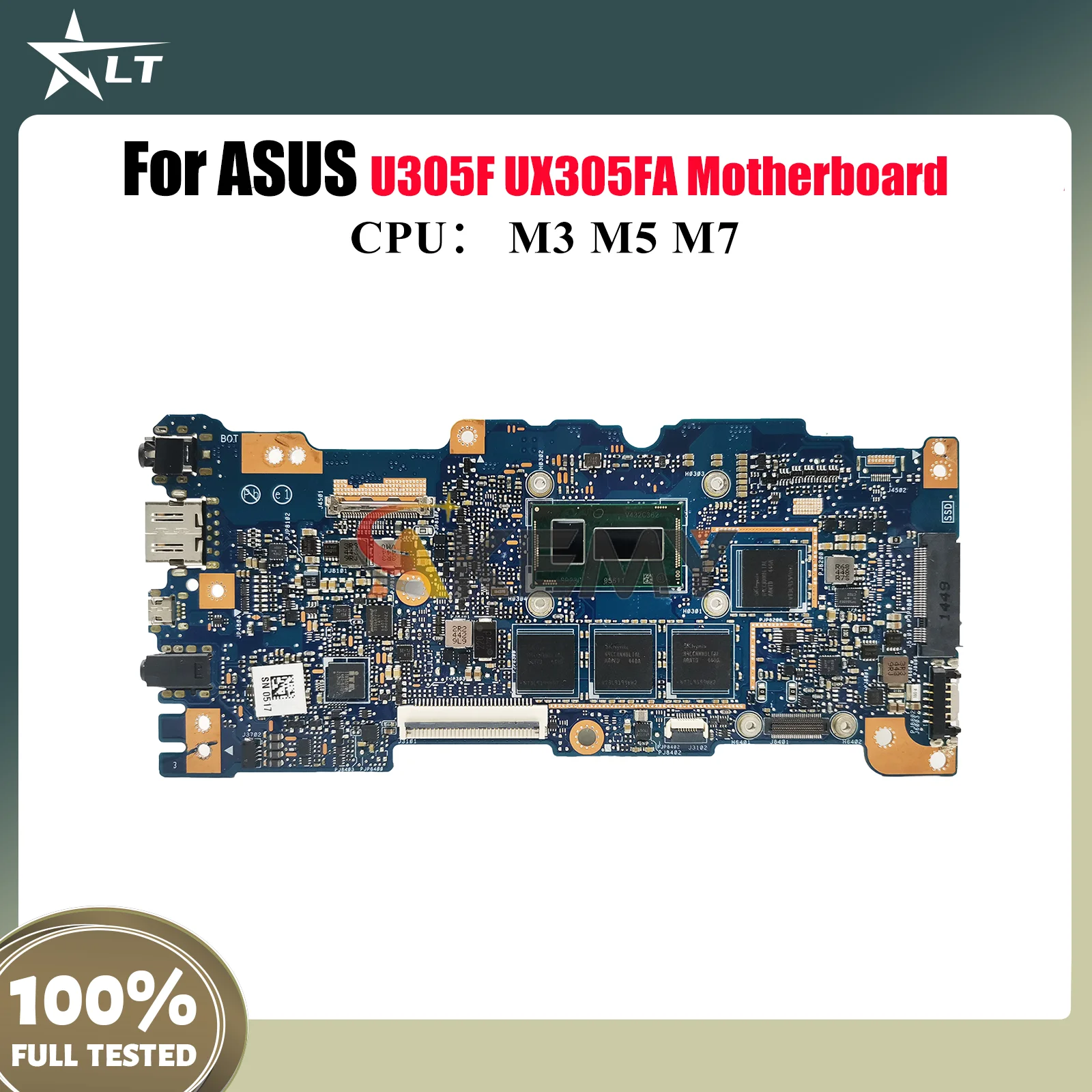 

UX305FA Материнская плата для ноутбука ASUS ZenBook U305F UX305F UX305FA Материнская плата для ноутбука с процессором M3 M5 M7 100% тестирование ОК быстрая доставка