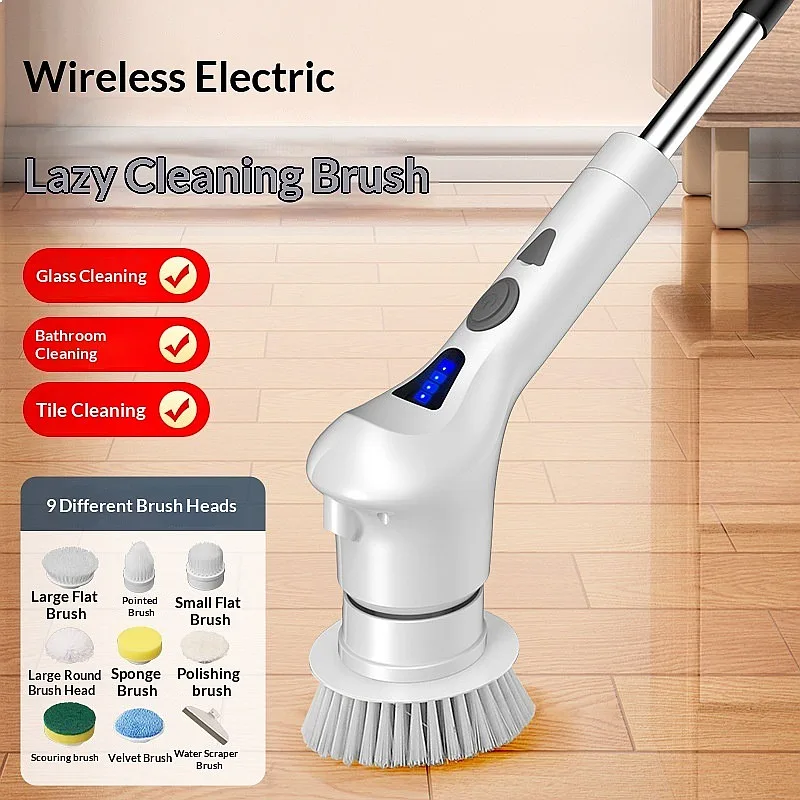 

Electric Spin Scrubber 3-Speed Waterproof Cordless Cleaning Brush for Bathroom Floor Tile Grout