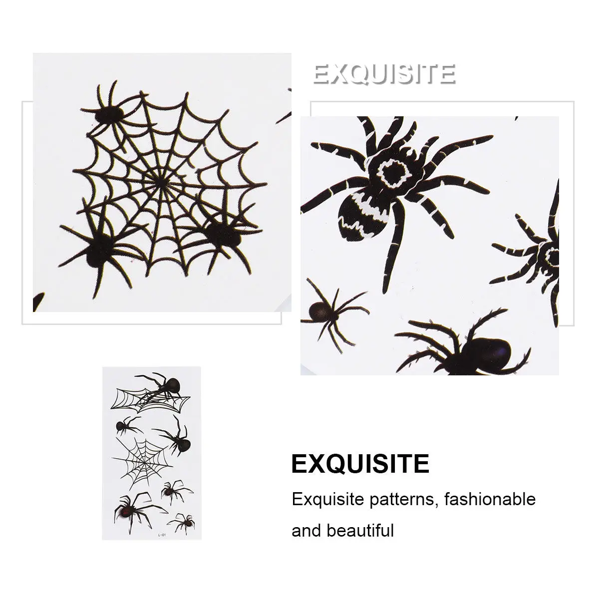 

20pcs Tattoos Stickers Halloween Party Favor Black Decal Halloween Stickers Waterproof Temporary Kids Safe Body Art