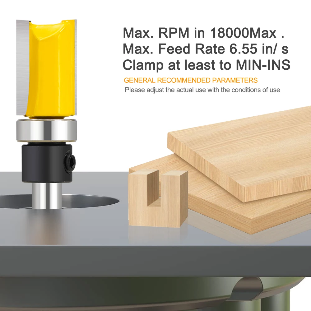 XCAN Milling Cutter 1pc 1/4\'\'(6.35mm) Shank Flush Trim Router Bit Straight Router Bit Template Pattern Wood Milling Bit