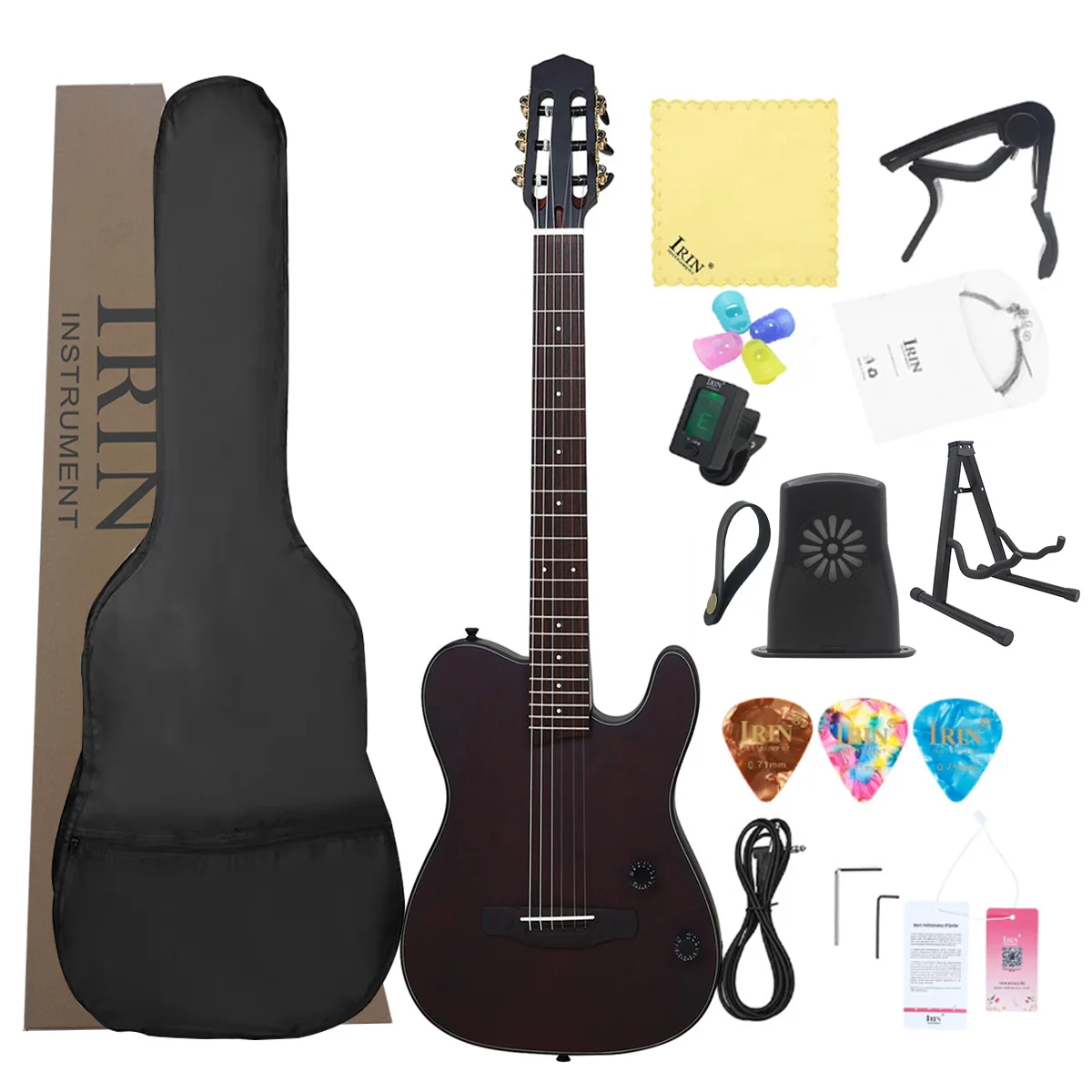 IRIN R2 Silent Classical Guitar 6 Strings 22  Frets Guitar Rose Wood Fingerboard Classical Guitar Beginners with Wrench Line Bag