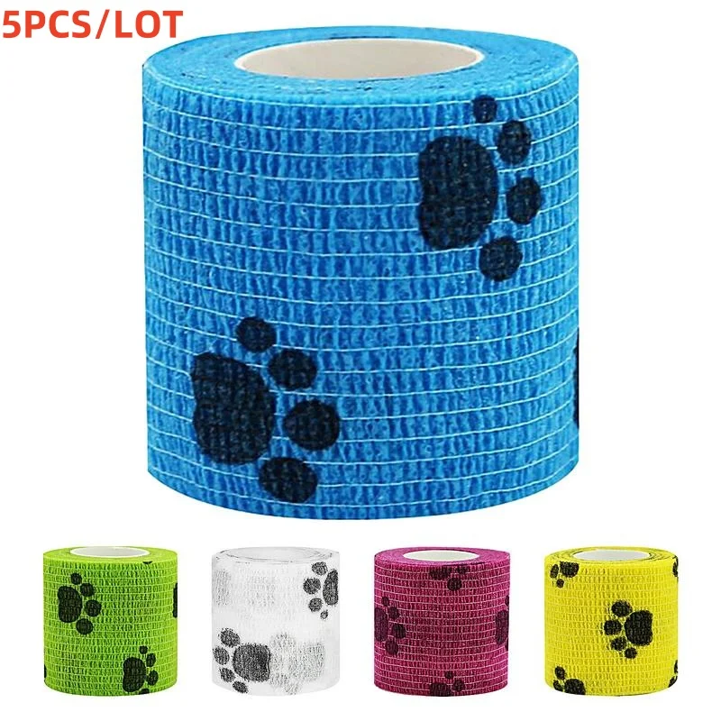 5PCS/LOT Elastic Bandage Self Adhesive Bandage Wrap Cohesive Tape Vet Wrap for Dog Cat Horse Pet Animals Ankle Sprains