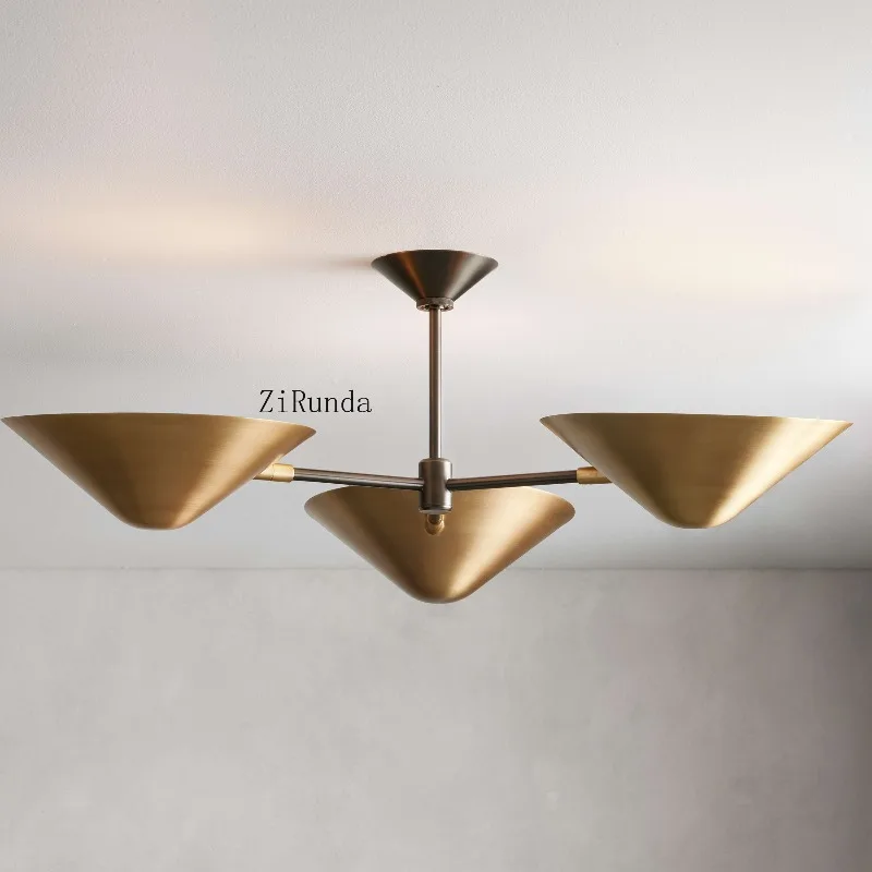 Medieval style two-color flat sweep adjustable arm and rotating lampshade living room bedroom ceiling light