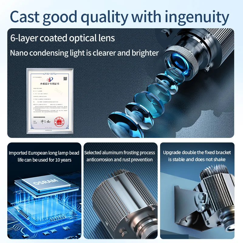 Dynamic 8logos Conversion Multiple Patterns Switching rotate special effect projector Outdoor creative pattern custom spotlights