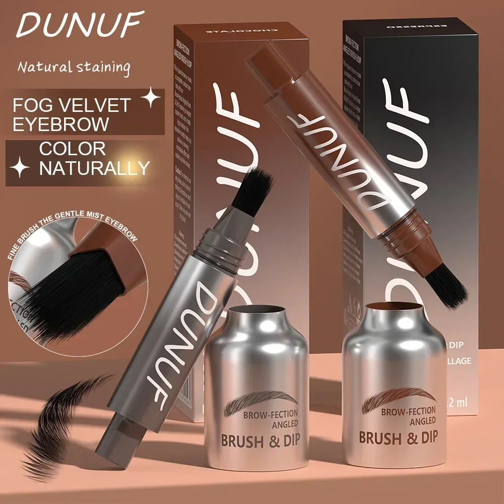 DUNUF Nuova Modifica dell'attaccatura dei capelli della matita tinta per sopracciglia con grande testa della spazzola Radice impermeabile Ritocco Tipo di pressa Sopracciglia Tintura Nero
