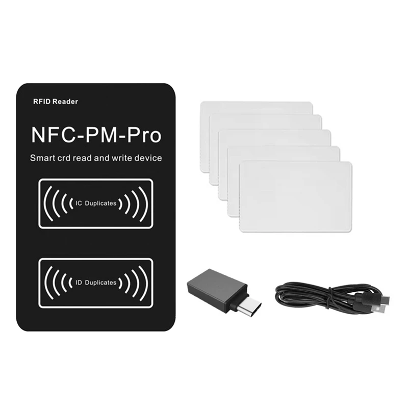 RFID Smart Chip Reader PM PRO Decoder+5XCUID Card NFC Key Copier 13.56Mhz 125Khz Badge Write Token ID IC Tag Clone