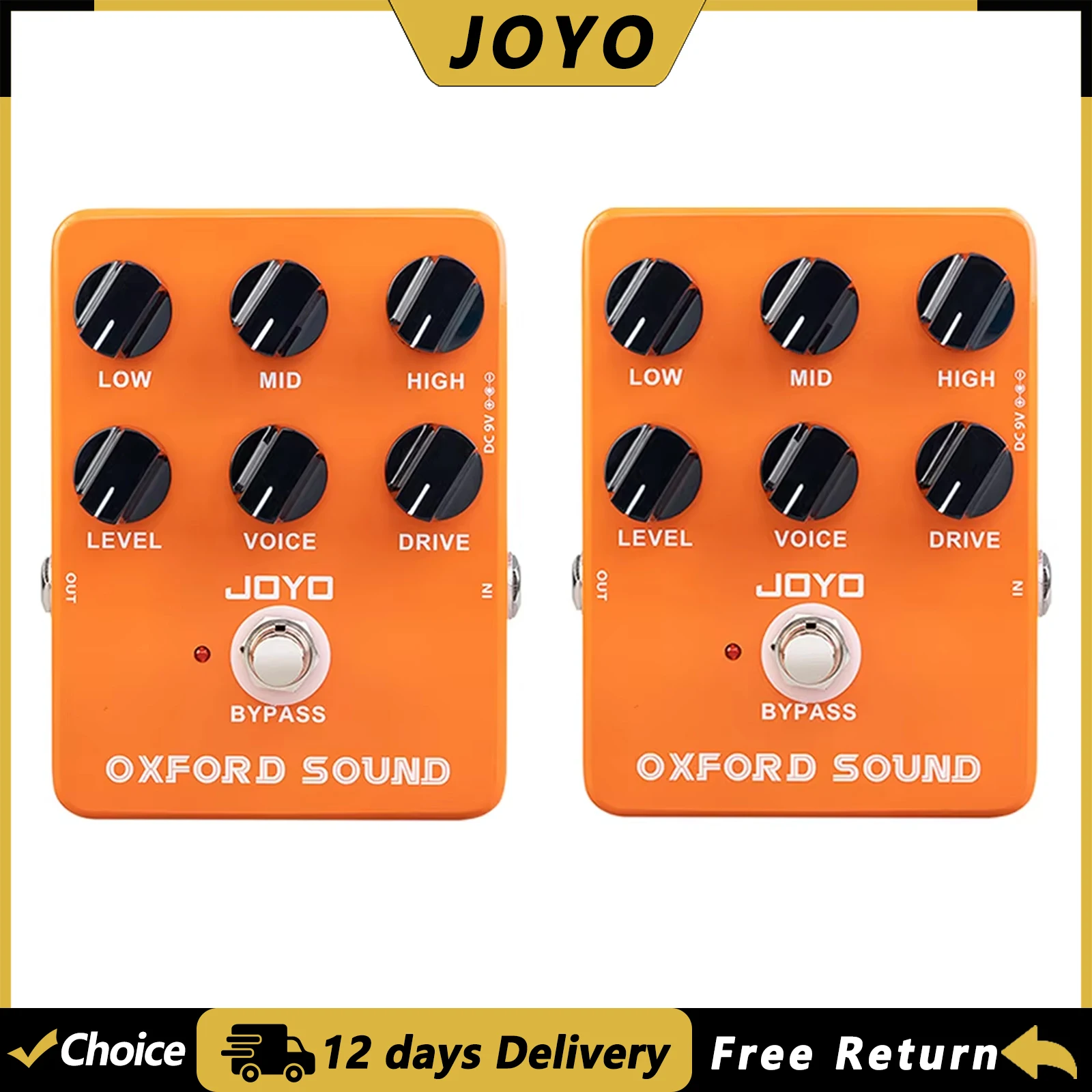 2Pcs JOYO JF-22 Oxford Sound Guitar Distortion Effect Pedal High Gain Overdrive 70's Classic British Rock Amp Simulation Pedal