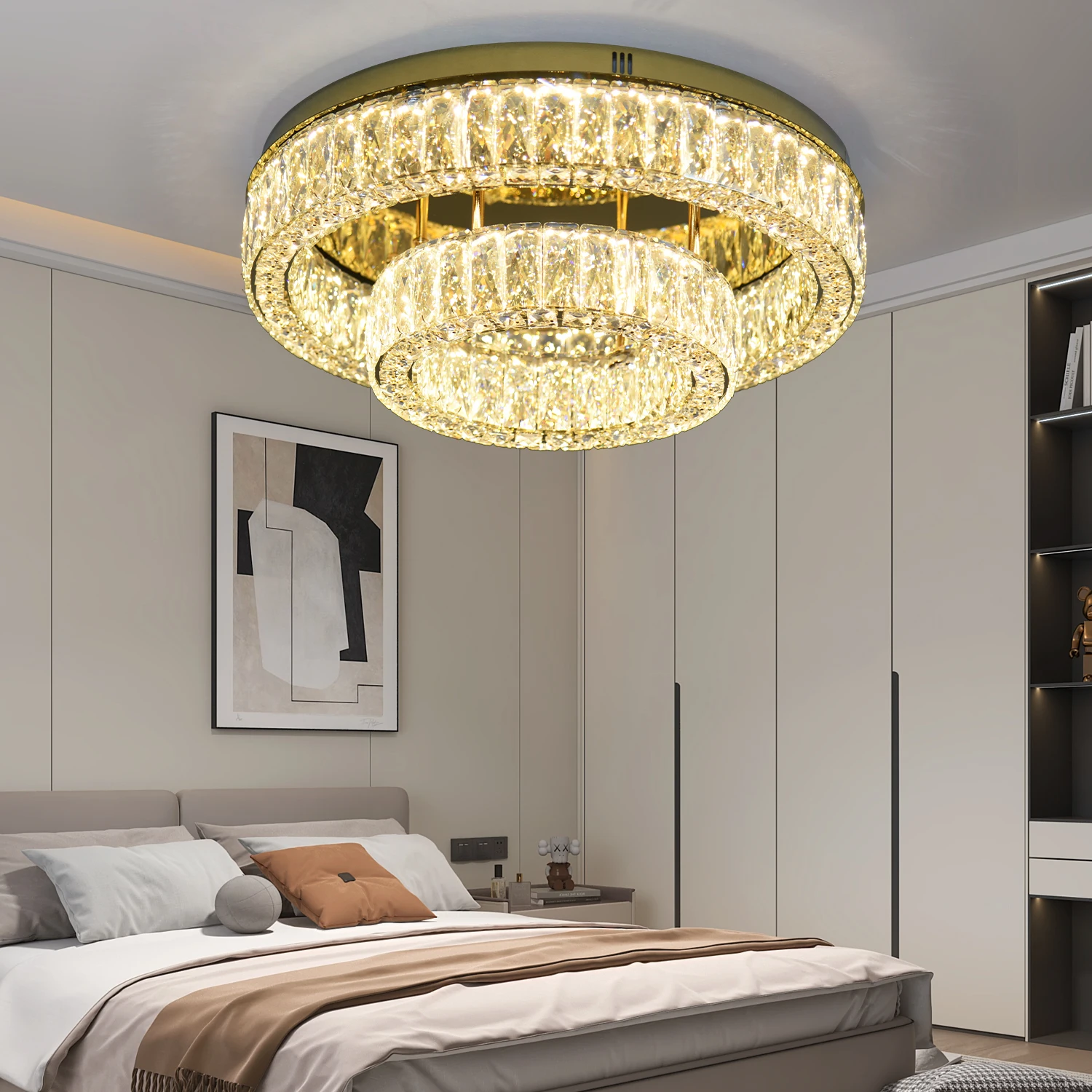 

Gold Ceiling Lights Home Decoration Luxury Crystal Chandeliers Living Room Bedroom Dining Led Ceiling Lamp Lighting Fixture