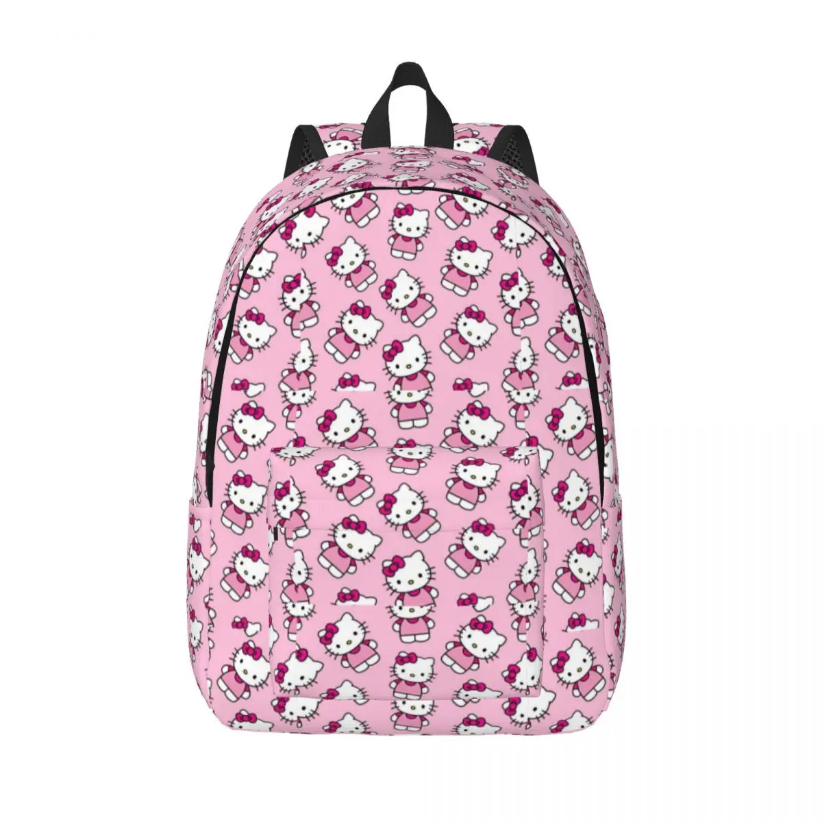 Custom Hello Kitty Canvas Backpack for Women Men School College Students Bookbag Fits 15 Inch Laptop Cartoon Bags