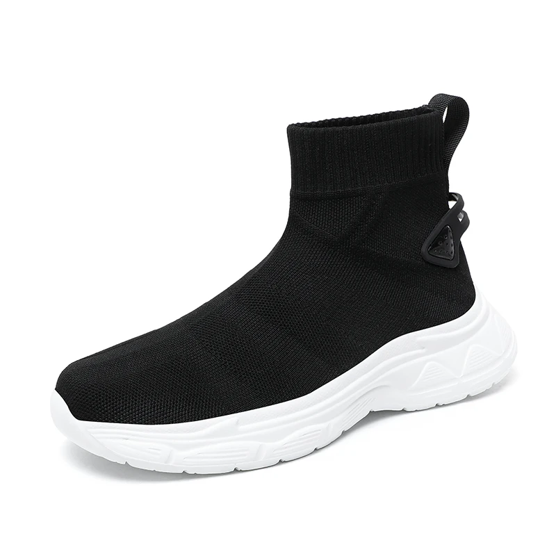 

Мужские повседневные кроссовки, летающие тканые повседневные спортивные туфли большого размера, дышащие нескользящие ботильоны с высоким берцем, мужская обувь