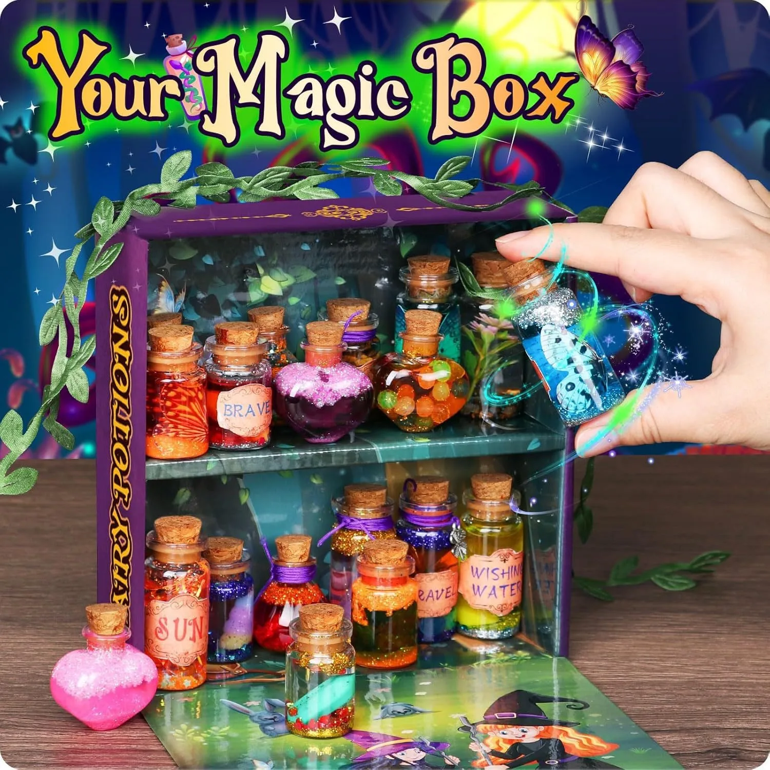 DIY Fairy Potion Making Kit for Kids, Make 20 Magic Potions Bottles, Creative Art Craft Toy, Color Mixing Magic Set, Birthday Ha