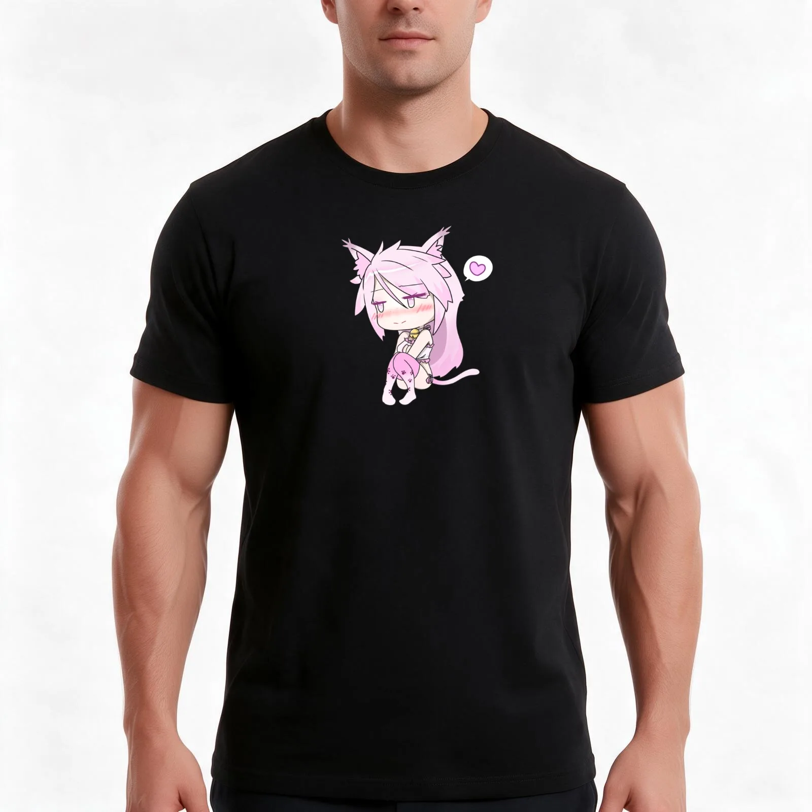 Chibi Blush T-Shirt Summer Casual Cotton Tee Oversized Streetwear Tops Vintage Graphic Print Loose Fit Short Sleeve