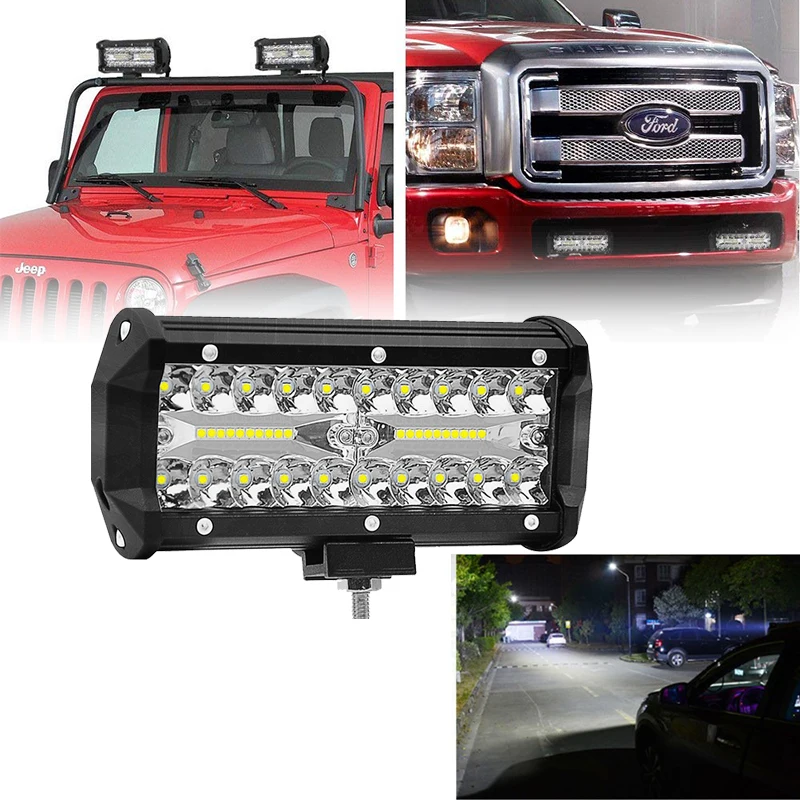 7inch 120w LED work light bar Flood Spot car Driving lights for Off Road truck 4WD 4x4 UAZ motorcycle ramp12V 24 Vauto fog lamp