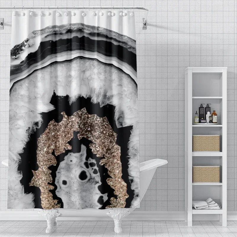 

Black/Gold Abstract Shower Curtain - Waterproof & Anti-Mold Modern Bathroom Decor
